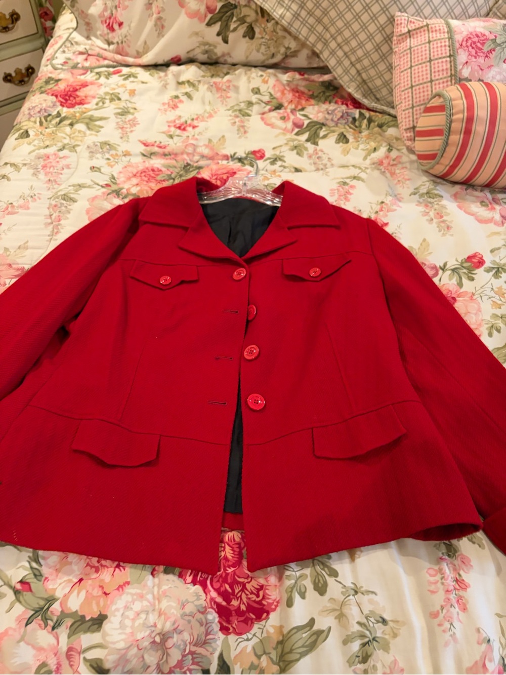 Vogue Bright Red Button-Front Blazer